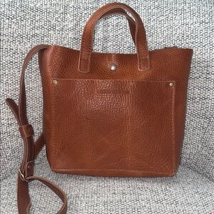 Portland Leather Goods Mini Crossbody Tote Handbag in Sedona Brown